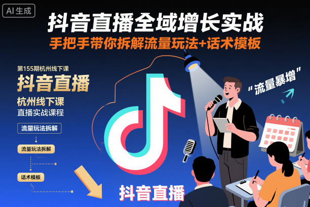 抖音直播实战教程：手把手拆解流量玩法与高转化话术模板