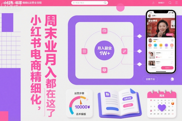 小红书电商运营3步指南：周末副业月入过万方法揭秘