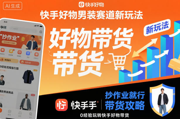 快手男装带货0基础教程：3步抄作业快速玩转好物赛道