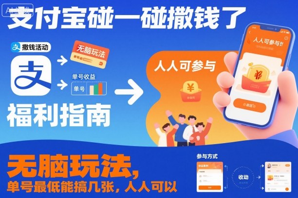 支付宝碰一碰如何赚钱？无脑玩法3步教程，单号日赚几张佣金揭秘
