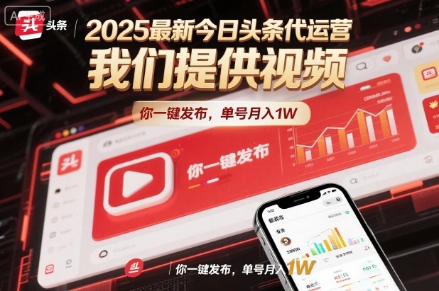 2025今日头条代运营教程：一键发布单号月入1W