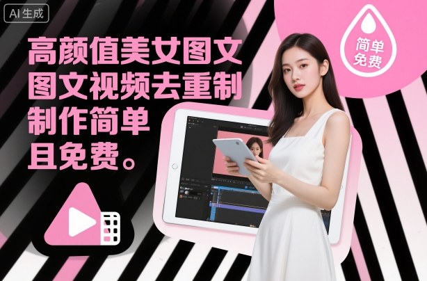 高颜值美女视频去重制作教学：3步搞定，简单免费
