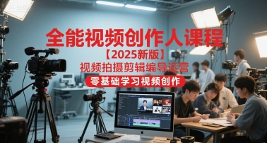 【2025更新】全能视频创作人课程：零基础从入门到精通，学拍摄剪辑编导运营完整教程（附134节实操）