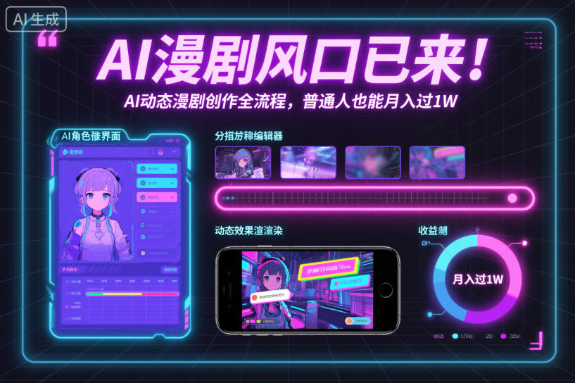 AI漫剧创作全流程教程：普通人月入1W+的AI动态漫剧方法