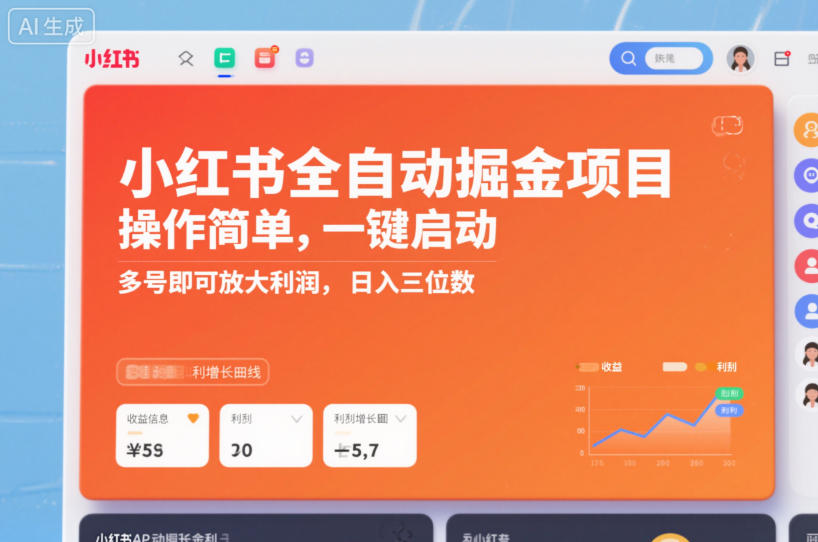 小红书全自动掘金教程：一键启动日入300+，多号放大利润（附方法）