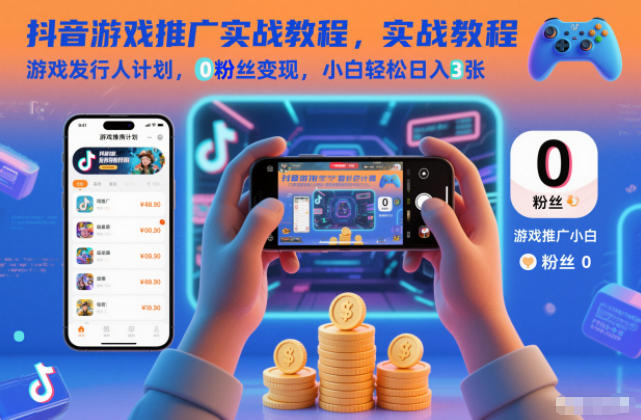 抖音游戏推广实战：0粉丝玩转游戏发行人计划，小白轻松日入3张