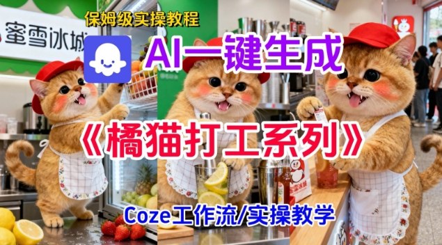 Coze扣子工作流教程：一键生成胖橘猫打工短视频，保姆级搭建教学