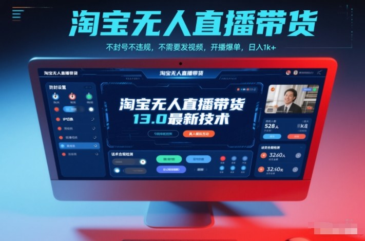 淘宝无人直播带货13.0教程：不封号日入1k+方法