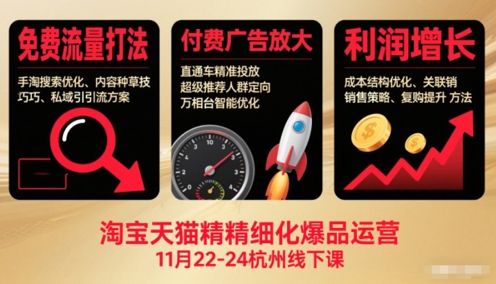 淘宝天猫爆品运营3天实战：免费流量+付费放大利润（音频文档）