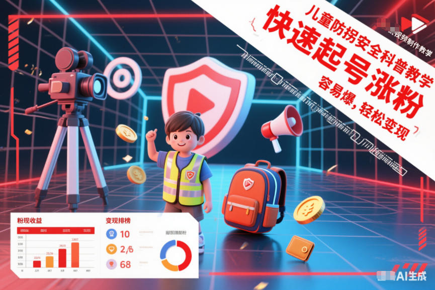 儿童防拐科普视频制作教程：3步快速起号涨粉，轻松变现
