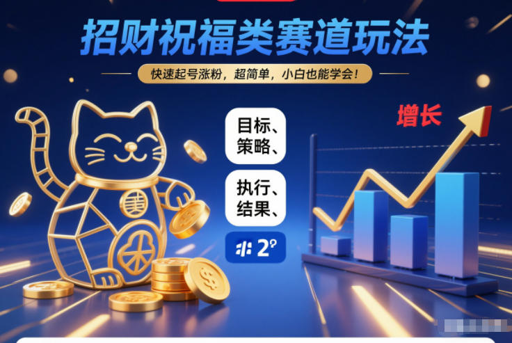 招财祝福类赛道玩法教程：3个简单方法快速起号涨粉，小白也能学会