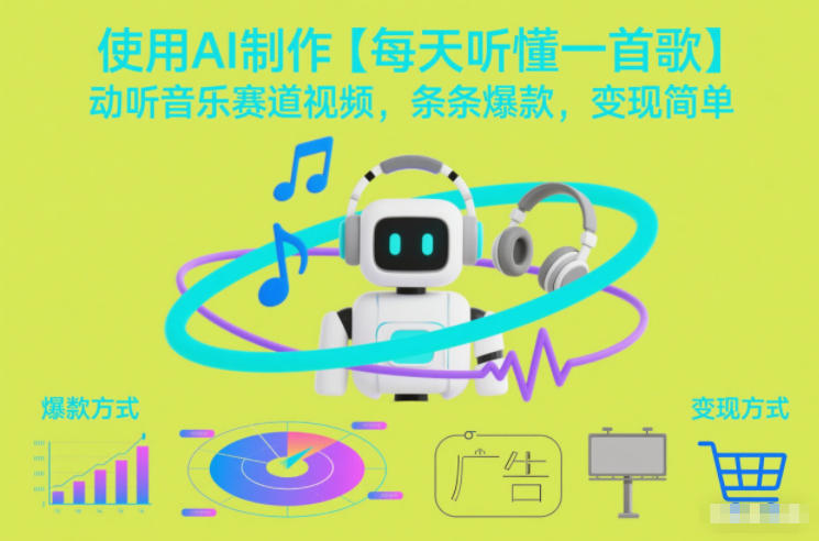 AI制作“每天听懂一首歌”音乐视频教程：3步出爆款，变现简单