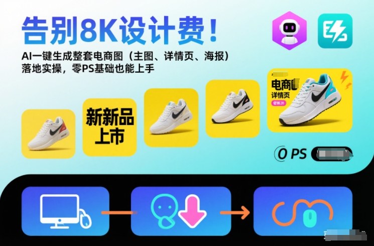 AI生成电商图教程：一键搞定主图详情页海报，零PS基础省8K
