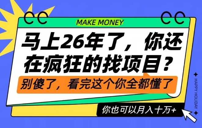 26年别再乱找项目：卖项目培训月入10万，完整教程