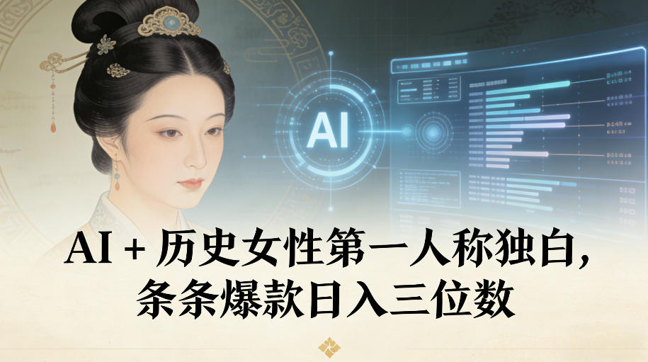 AI历史女性第一人称独白教程：条条爆款，日入300+