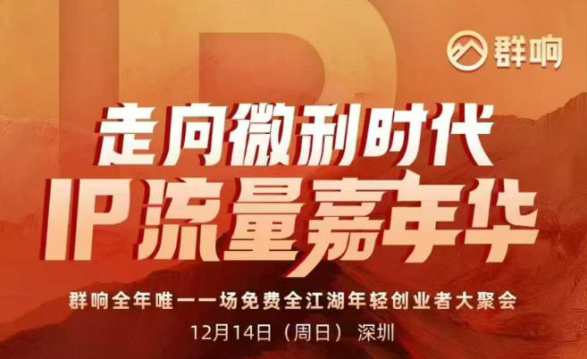 2025IP嘉年华深圳线下课：微利时代IP流量实操干货