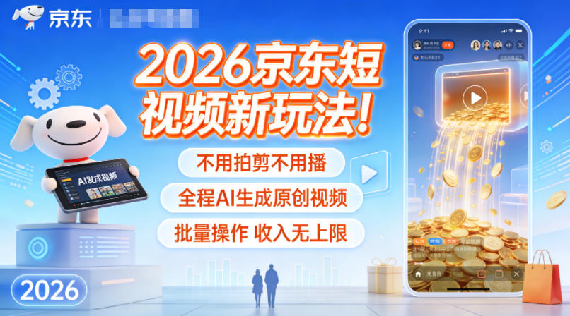 2026京东短视频AI生成教程：不用拍剪，批量操作收入无上限