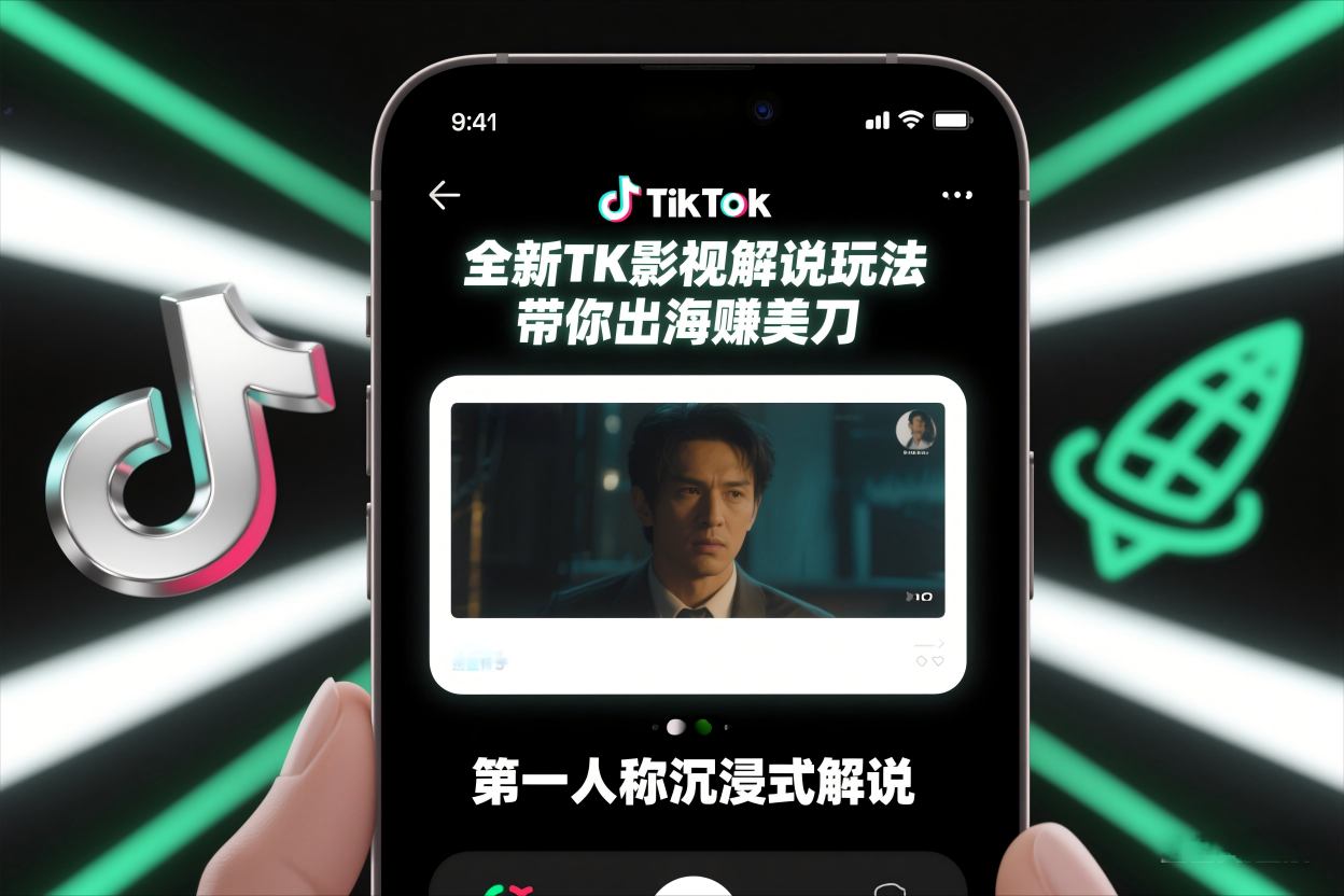 TikTok第一人称影视解说教程：全新玩法赚美刀（出海爆款）
