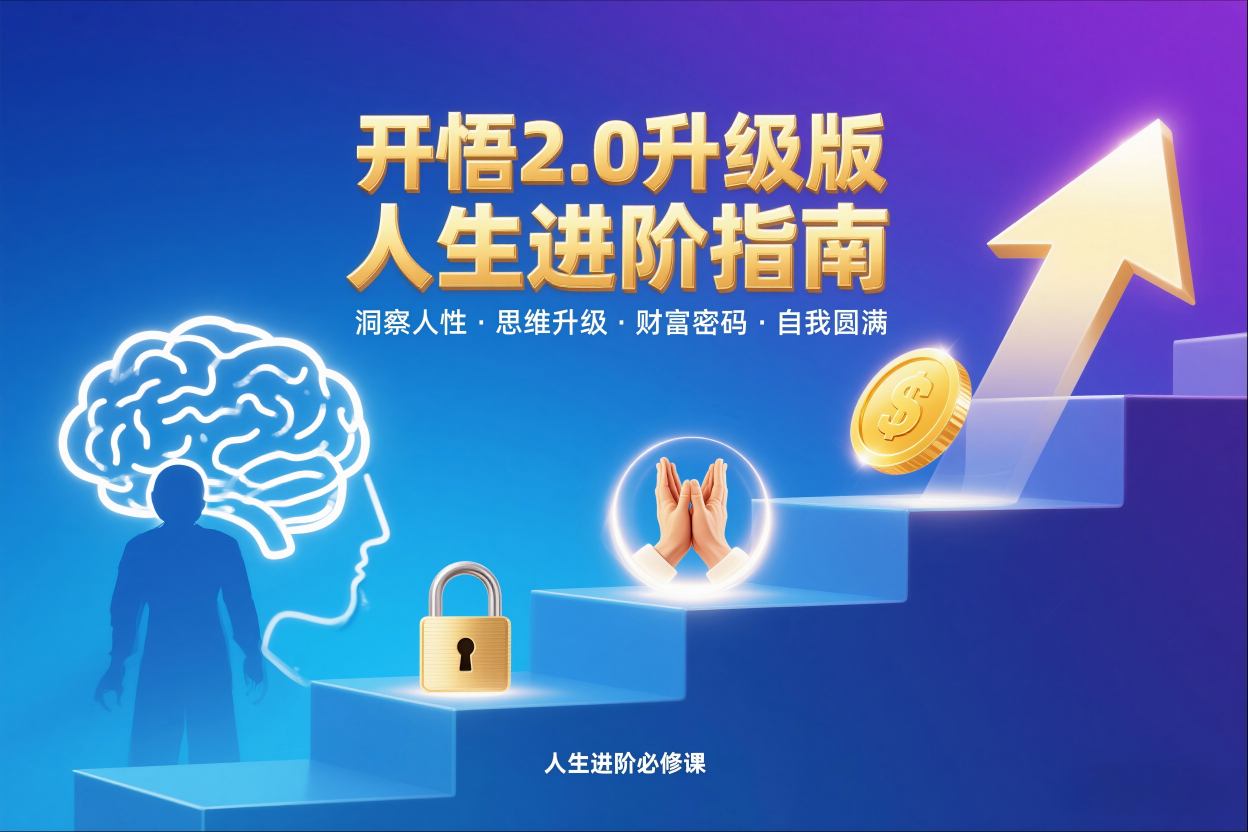 开悟2.0人生进阶指南完整版：4步洞察人性+思维升级，解锁财富与自我圆满【2.0升级】（新手必看）！
