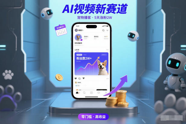 AI视频宠物播客5天涨粉2万，新手可操作的变现指南