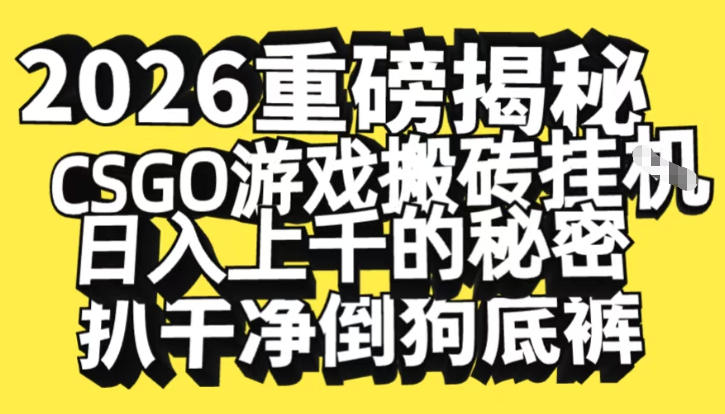 CSGO搬砖挂机日入1千+：2026全自动捡漏实操指南